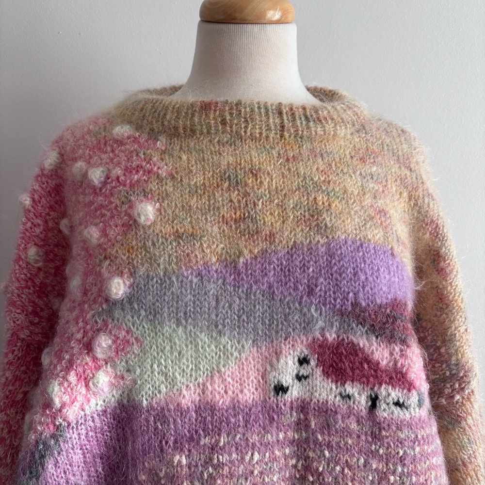 ✨SOLD✨Vintage 80s SUSIE LEE Pastoral Sheep Mohair and Wool Sweater / - Picture 3 of 14